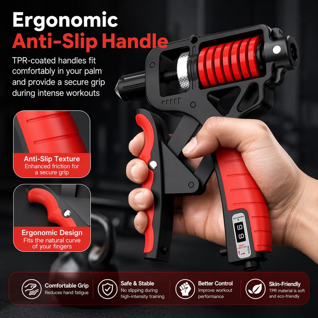 Adjustable Grip Strengthener with Digital Counter-5-165KG Heavy Resistance Hand & Forearm Trainer