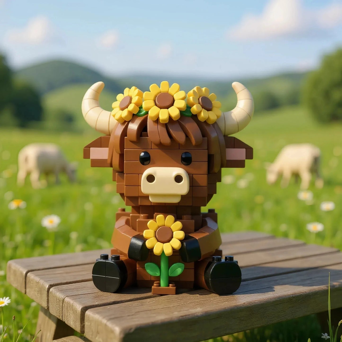 🔥Hot Sale 49% OFF🔥Sunflower Highland Cow Brick Set🌻🐂
