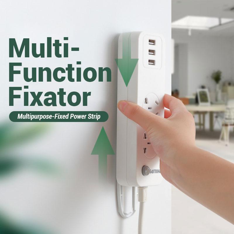 Self Adhesive Desktop Socket Fixer, Power Strip Holder Wall Mount with Cable Organizer Clips, Suitable for WiFi Routers, Remote Controls