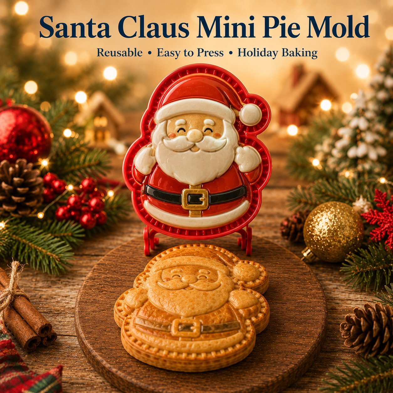 ⏳ Last Day 48% OFF – 🎄Christmas Mini Pie Mold Collection | Reusable Embossed Molds for Shaping Detailed Santa, Snowman, Reindeer, Tree & Holiday Pies 🥧✨
