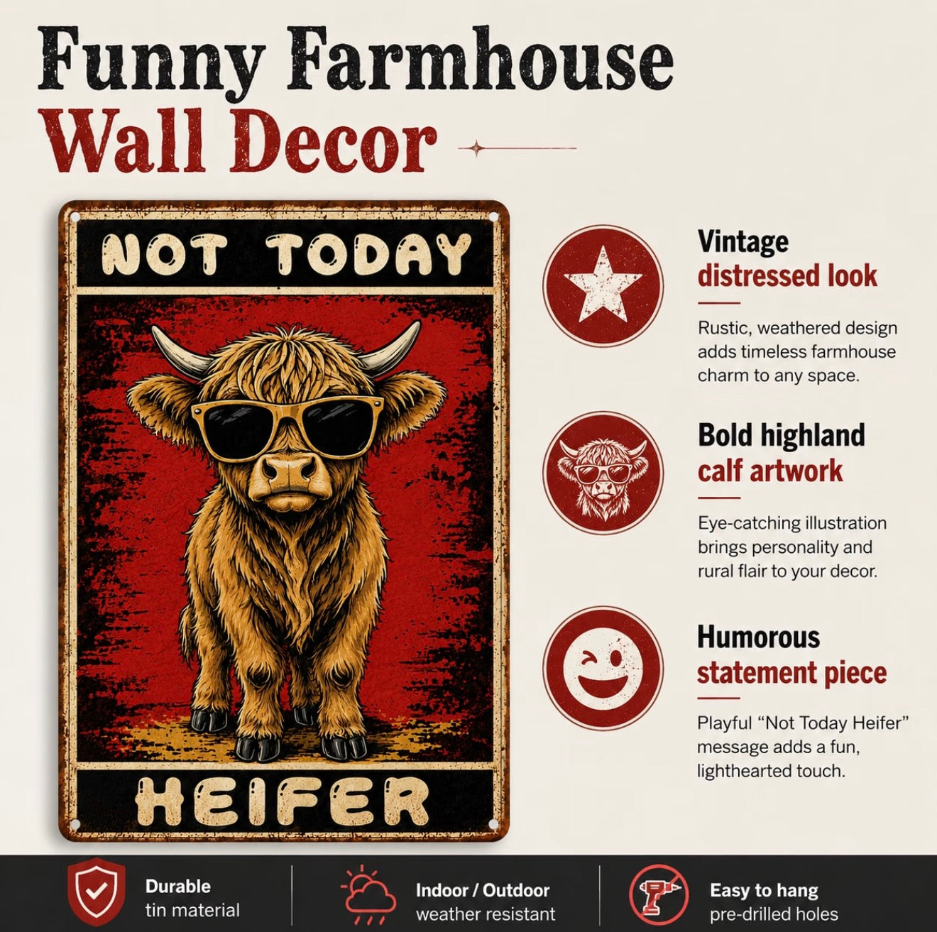 Funny highland cow farmhouse wall decor🐂