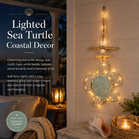 Lighted Coastal Sea Turtle Hanging Wall Decor with Remote