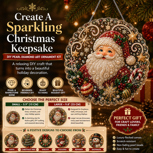 🎄 Premium Christmas Pearl Diamond Art Ornament Kit | DIY Holiday Hanging Decor