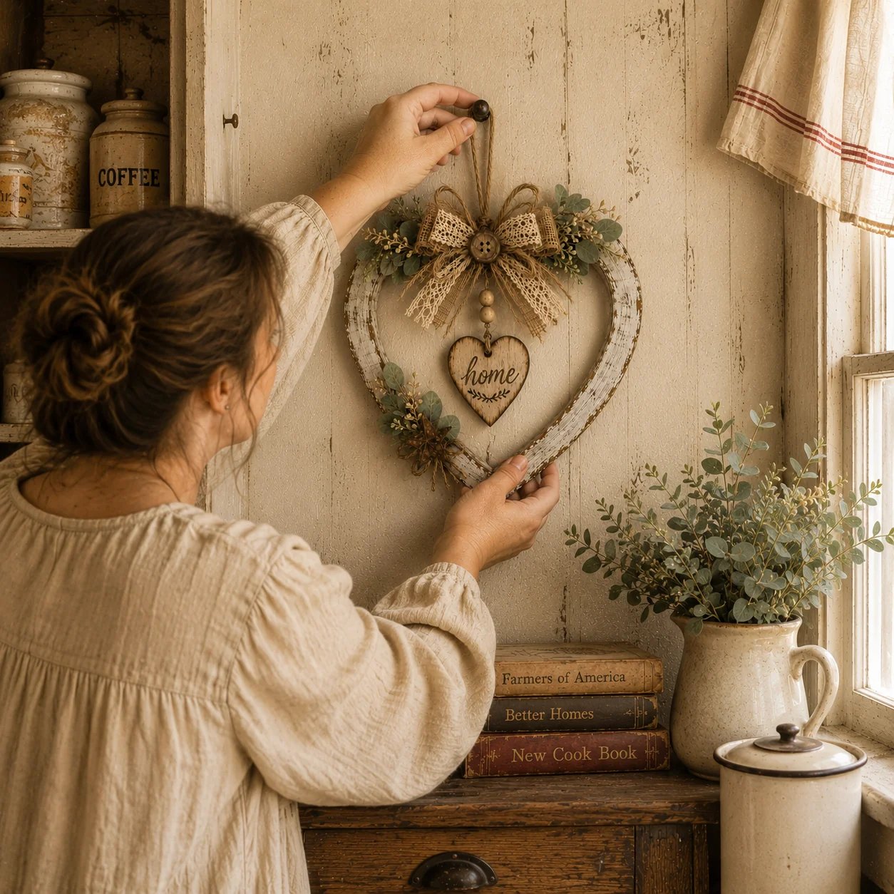 🤎Rustic Farmhouse Heart Wall Decor with“Home”Sign