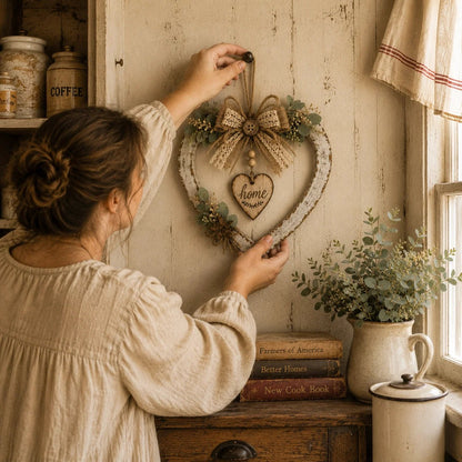 🤎Rustic Farmhouse Heart Wall Decor with“Home”Sign