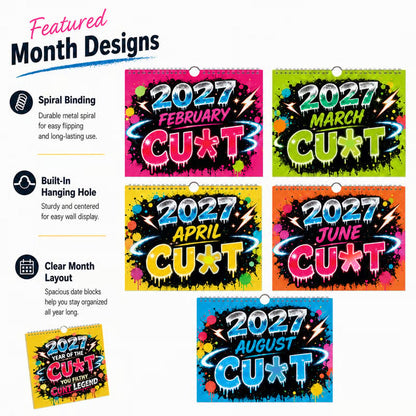 💥Early Bird Sale — 49% OFF🎁2027 Year of the Cu*t Wall Calendar – Bold Graffiti Humor Calendar📆🌟