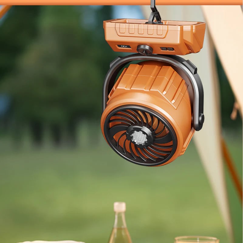 100-Speed Turbo Camping Fan – Rechargeable & powerful – Compact, quiet & long battery life – perfect for tents, RVs or outdoor workspaces 🔋⛺✨