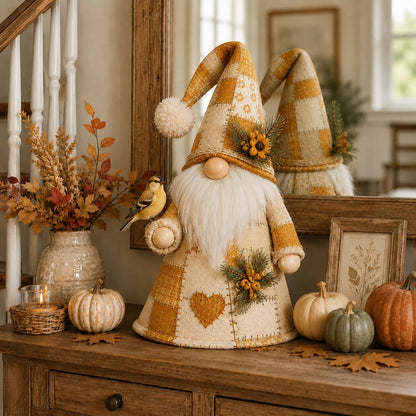 Free Shipping🔥49% OFF – 🐦 Patchwork Bird Gnome Light Collection | Warm Glowing Tabletop Decor with Farmhouse Patchwork Details for Mantels, Shelves & Holiday Gifts ✨