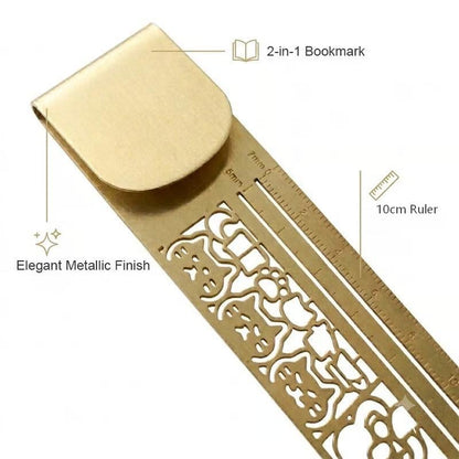 🐱📏Cute Hollow Cat 2-in-1 Metal Bookmark Ruler