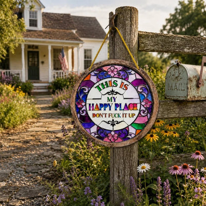 Stained Happy Place Hanging Decor