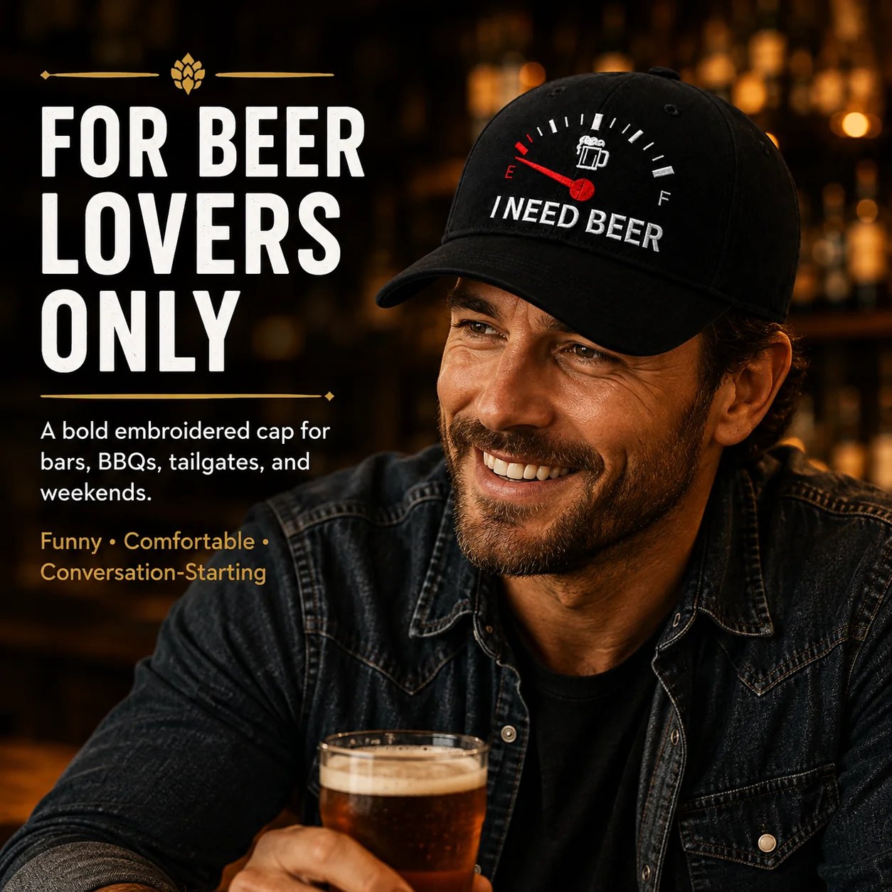 🔥LAST DAY 50% OFF - 🍺 I NEED BEER Embroidered Baseball Cap – Unisex Memorial Hat🧢 100% Cotton