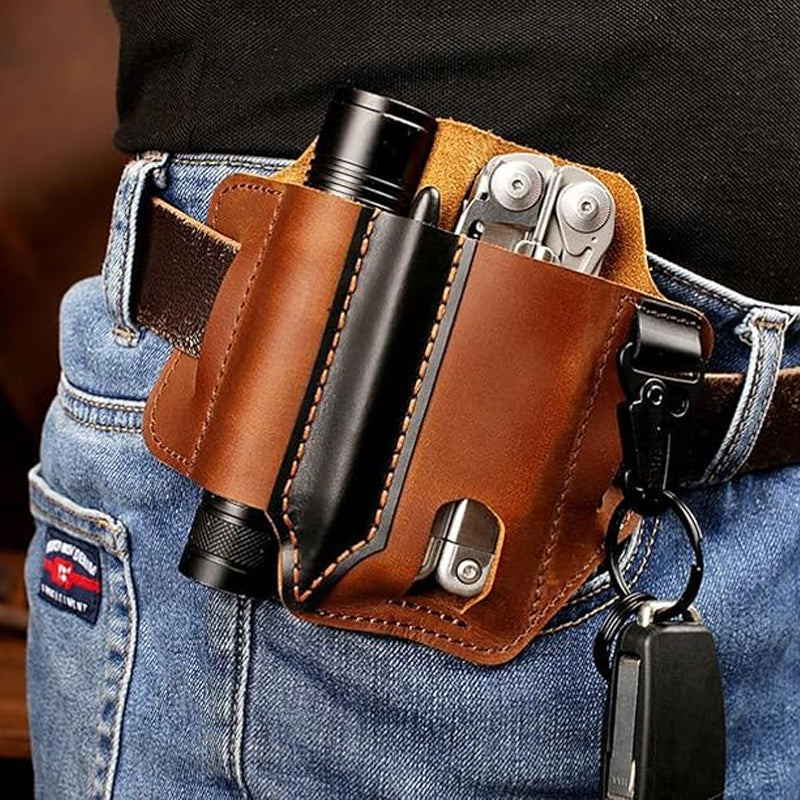 🛠️ Genuine Leather EDC Tool Waist Pouch, Outdoor Utility Belt Bag