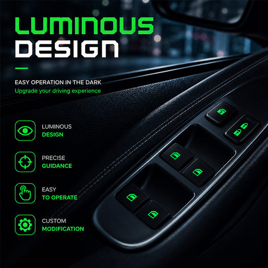 💡Car Window Lift Switch Luminous Stickers - Colorful Night Glow Warning Button Decal