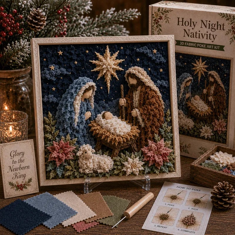 🔥 LAST DAY 49% OFF – ✝️🧵 Premium 3D Christian Fabric Poke Art Kit | No-Sew Faith Craft with Pre-Punched Board, Fabric Squares & Display Stand 🕊️✨