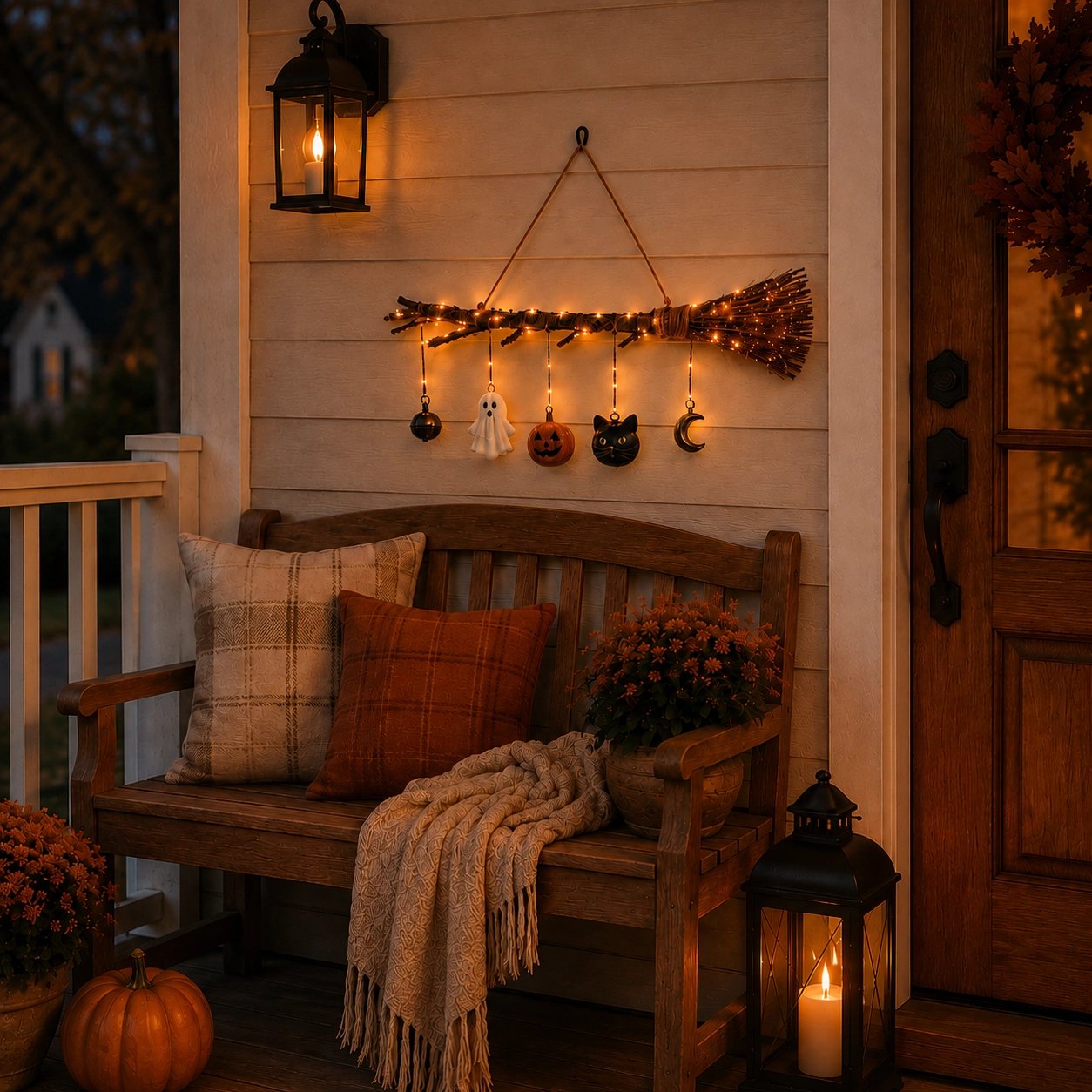 🔥 Limited-Time 49% OFF + Free Shipping 🍂 Lighted Fall Broom Wall Hanging – Cozy Halloween & Autumn Decor