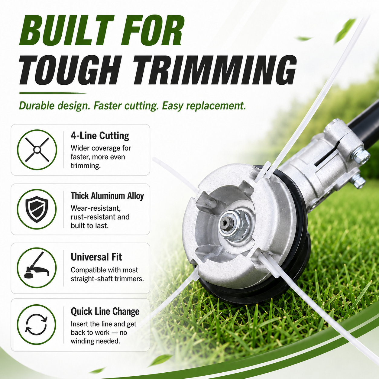 ⚙️ 48% OFF NOW! 🌿 Aluminum Trimmer Head – 4-Line Cutting & Universal Fit – Heavy-Duty & Easy Line Replacement 🏡