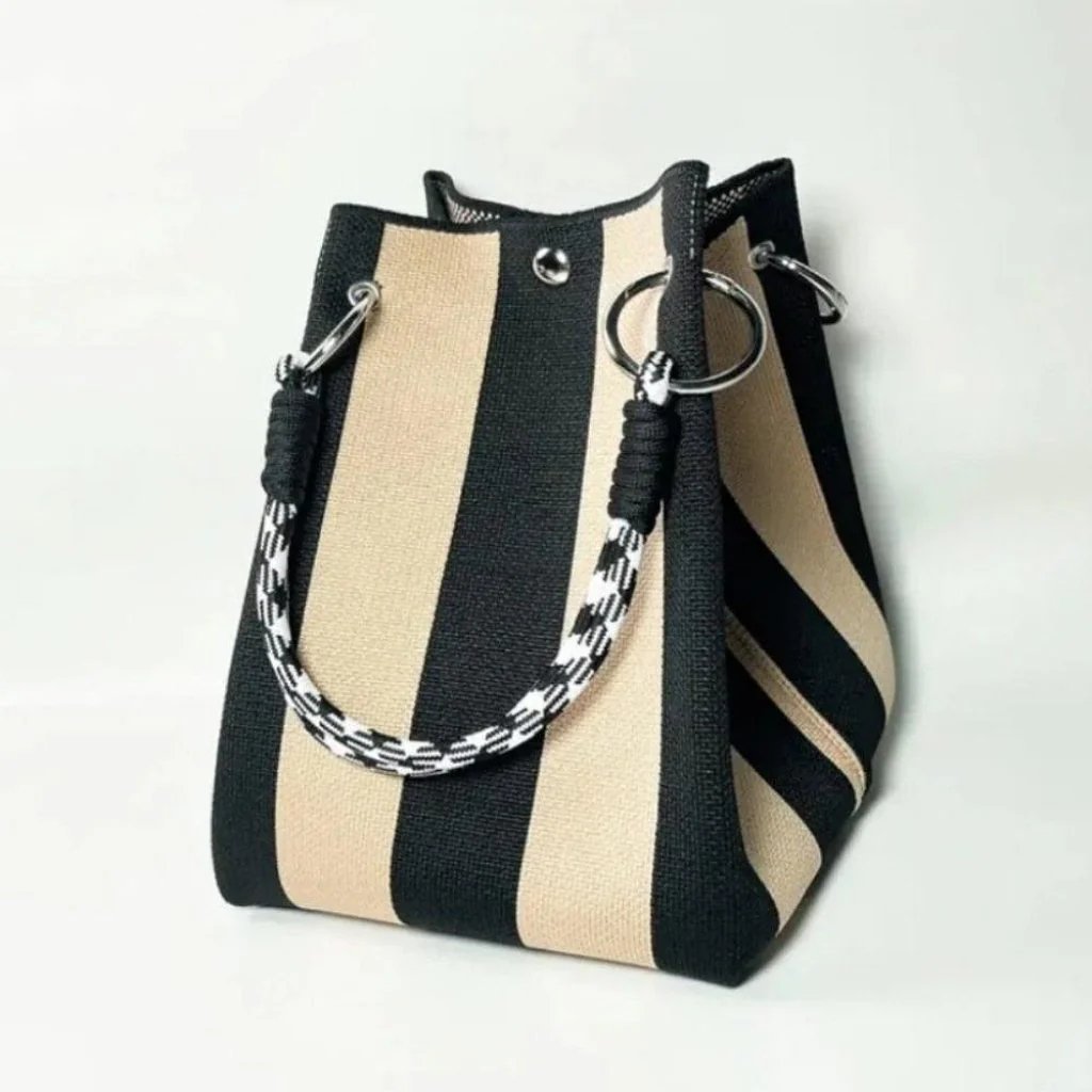 🏆👜 Limited-Time Sale: 50% OFF 🌴 Boho Striped Knit Bucket Handbag for Women – Handmade Summer Beach Shoulder Bag2