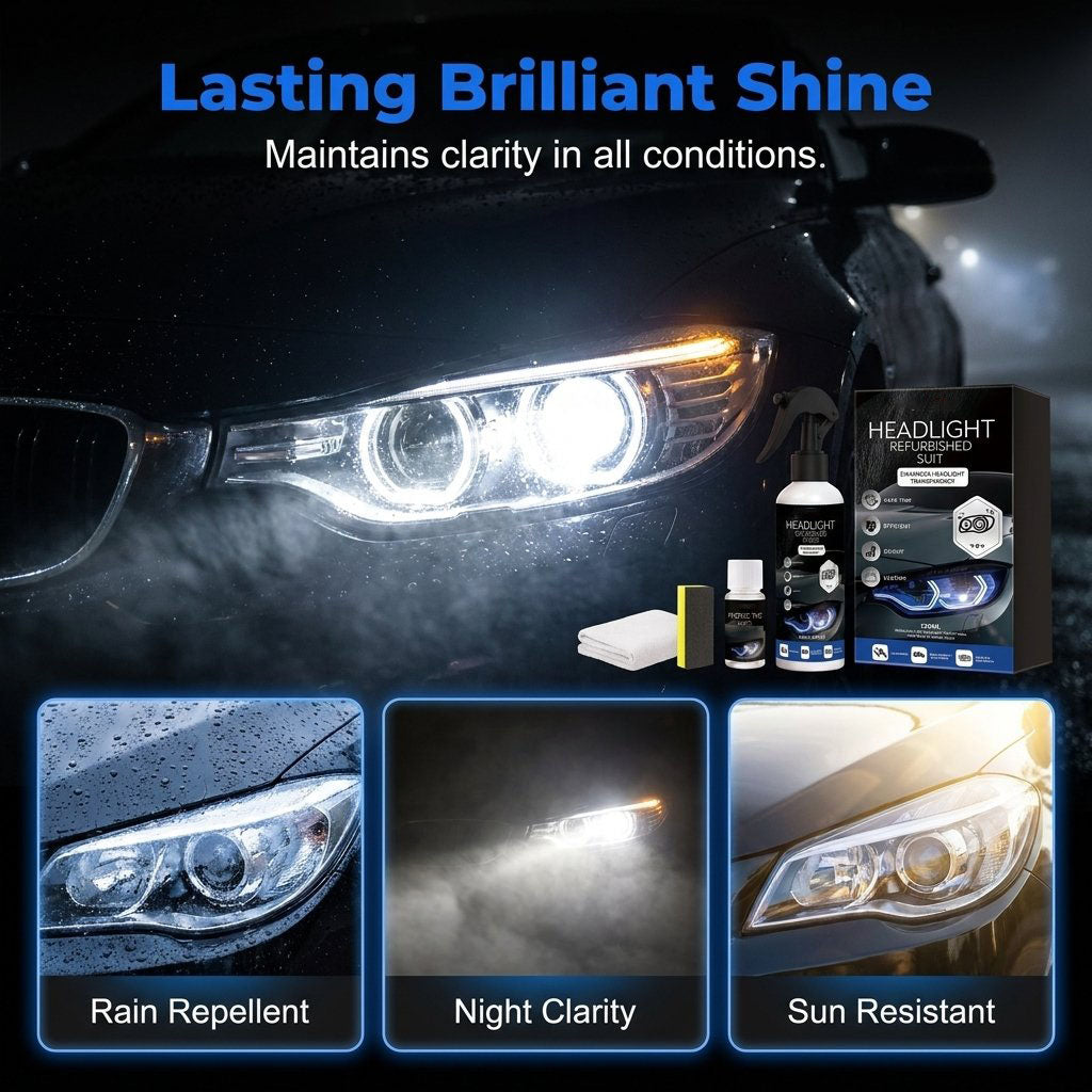 Headlight Restoration Fluid with Crystalline Protective Coating