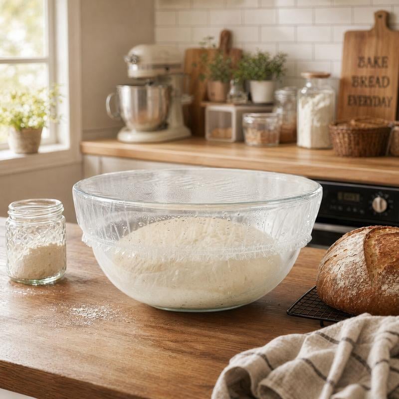 100Pcs Medium Reusable Elastic Plastic Bowl Covers - Kitchen Bread Proofing,