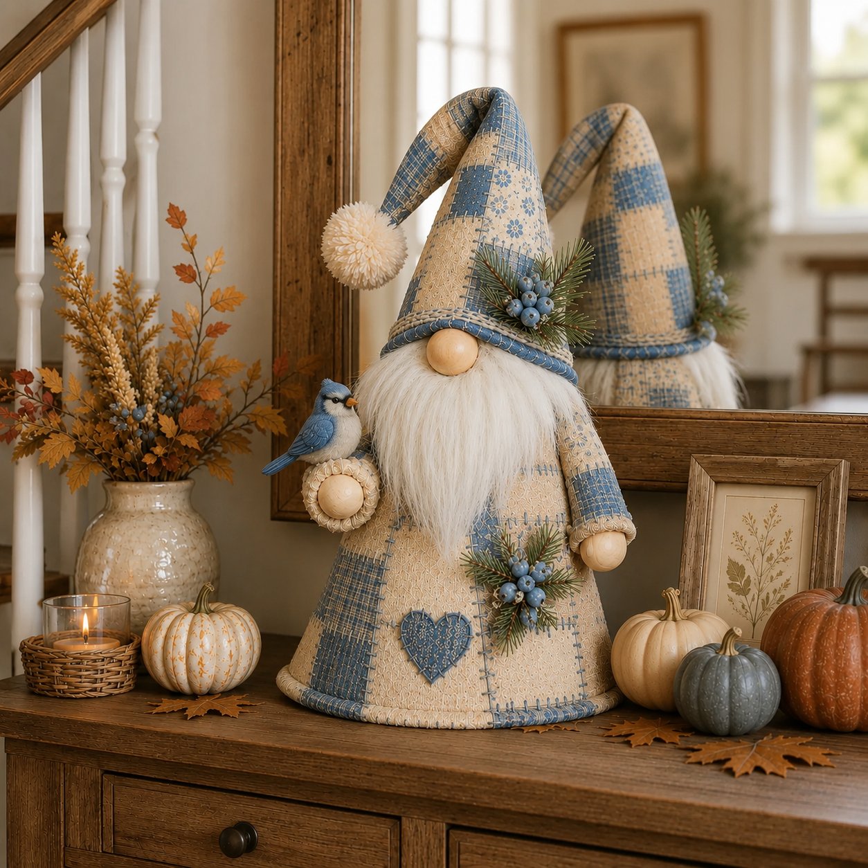 Free Shipping🔥49% OFF – 🐦 Patchwork Bird Gnome Light Collection | Warm Glowing Tabletop Decor with Farmhouse Patchwork Details for Mantels, Shelves & Holiday Gifts ✨