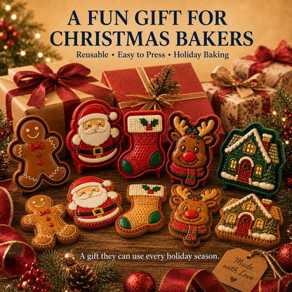 🎄 Christmas Themed Embossed Mini‑Pie Mould Set | 8 Festive Character Designs for Holiday Baking