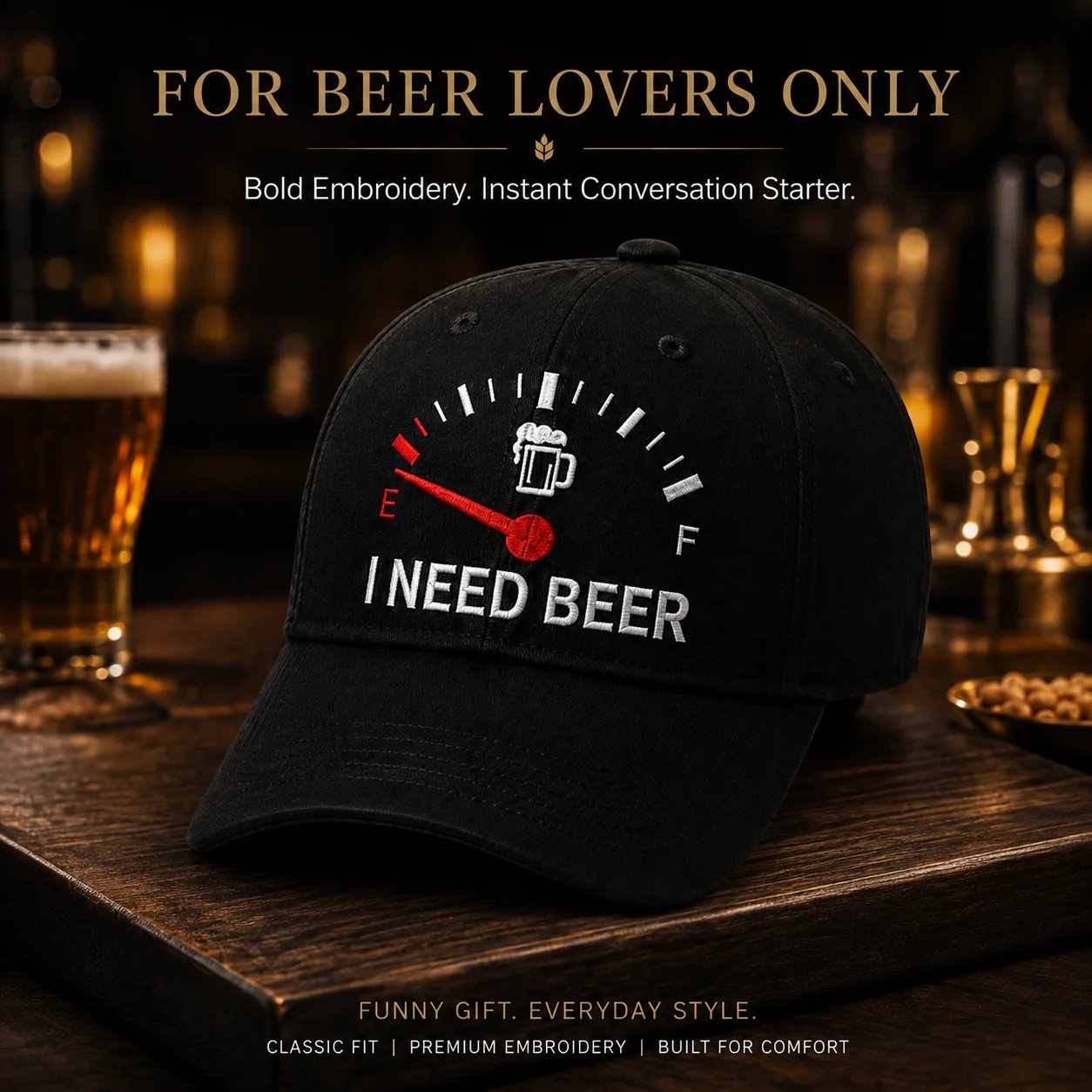 🔥LAST DAY 50% OFF - 🍺 I NEED BEER Embroidered Baseball Cap – Unisex Memorial Hat🧢 100% Cotton