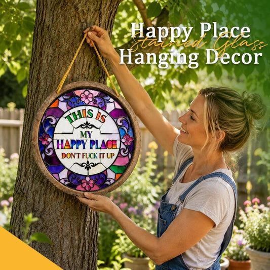 Stained Happy Place Hanging Decor