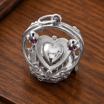 💛 Vintage Gear‑Style Heart Charm Necklace