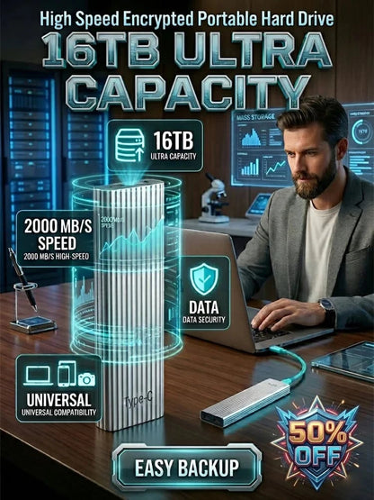 16TB Large-Capacity Type-C Portable Mini SSD