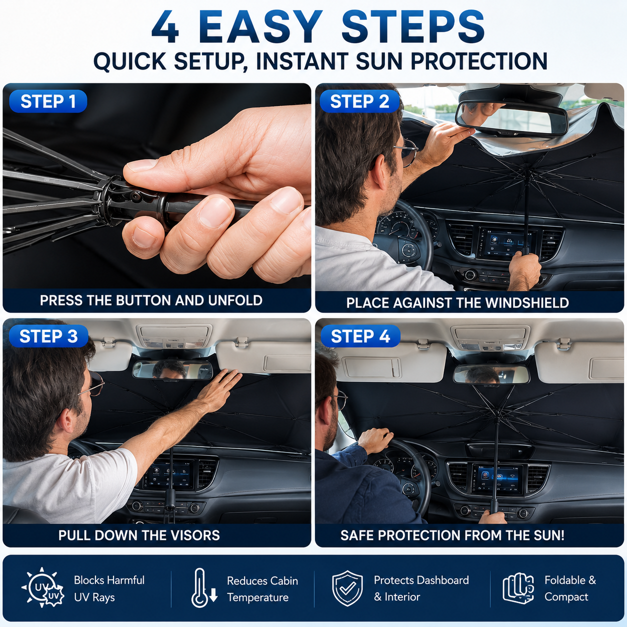 ☀️Summer Hot Sale 49% OFF !🚗 Foldable Car Window Sunshade – Blocks UV rays and heat – Protects the dashboard and interior 🛡️