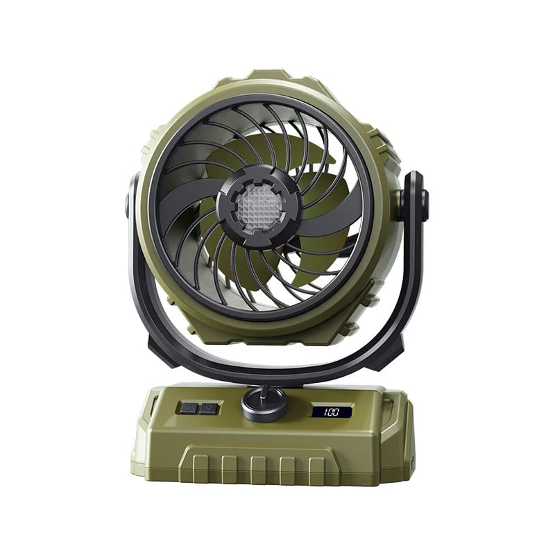 100-Speed Turbo Camping Fan – Rechargeable & powerful – Compact, quiet & long battery life – perfect for tents, RVs or outdoor workspaces 🔋⛺✨