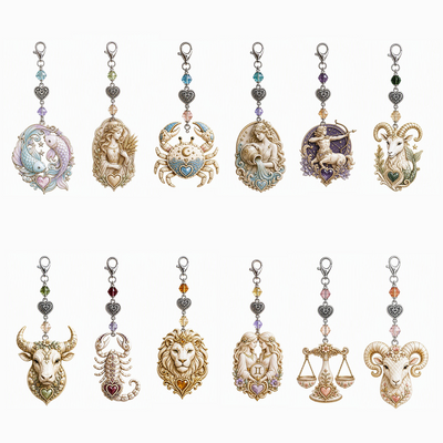 12 Zodiac Birthstone Charm Keepsake Card