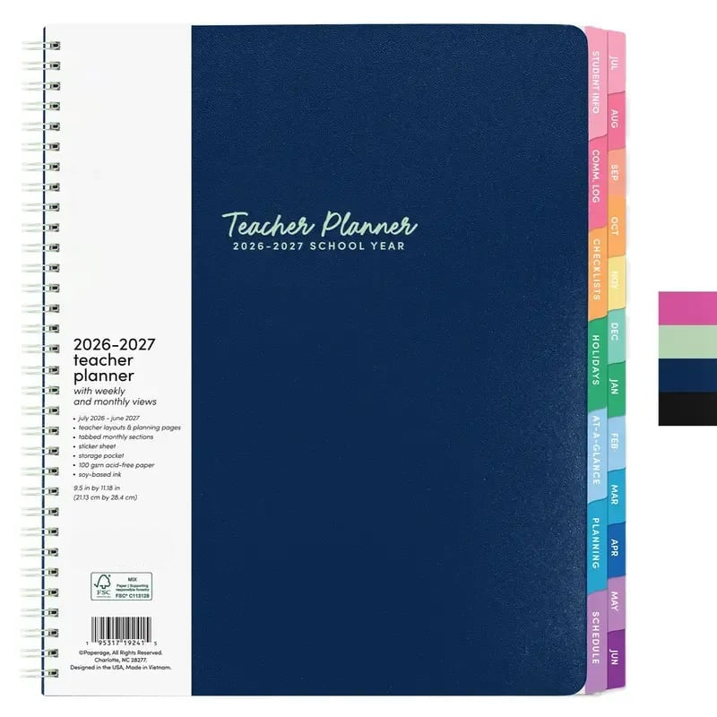 📕Your All-in-One 2026–2027 Teacher Planner ✨Weekly & Monthly Academic Planner & Calendar (from July 2026 to June 2027)