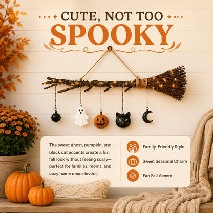🔥 Limited-Time 49% OFF + Free Shipping 🍂 Lighted Fall Broom Wall Hanging – Cozy Halloween & Autumn Decor