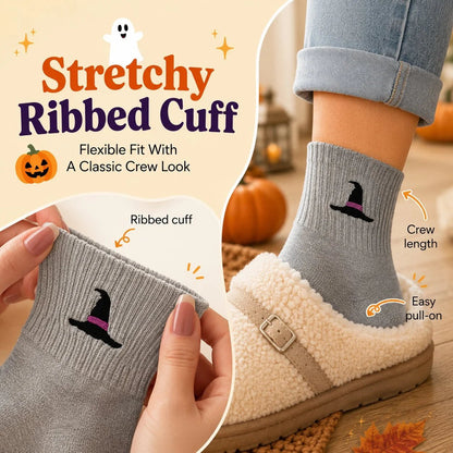 🔥🔥🔥Split price down to £2.17 each🎃Halloween Embroidered Crew Socks🧦
