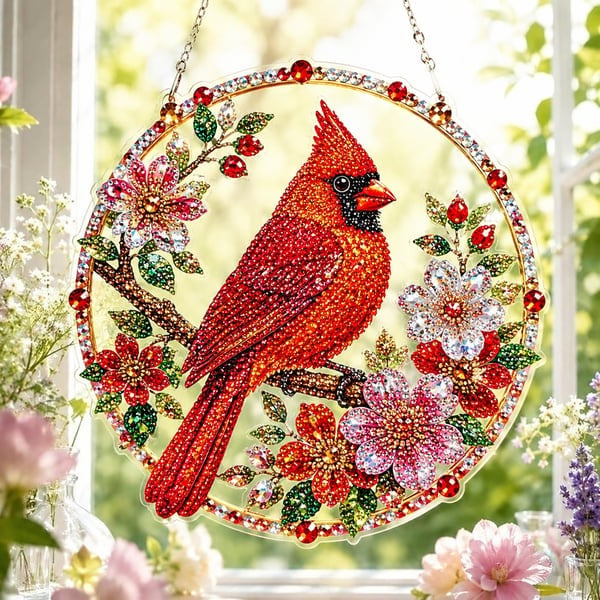 💥LAST DAY 49% OFF - Hummingbird Diamond Art Hanging Ornament Kit – Sparkling DIY Window Ornament 🐦✨