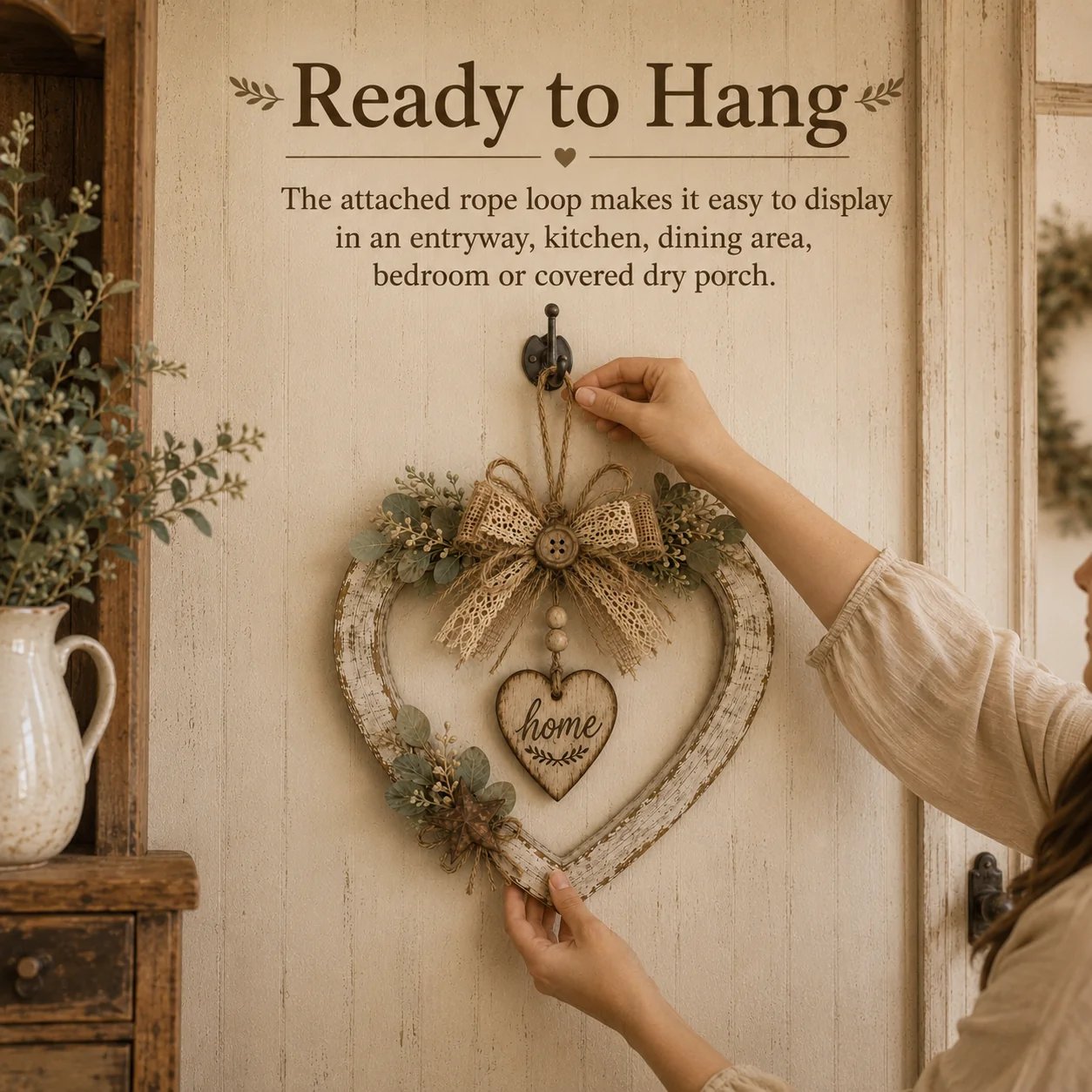 🤎Rustic Farmhouse Heart Wall Decor with“Home”Sign