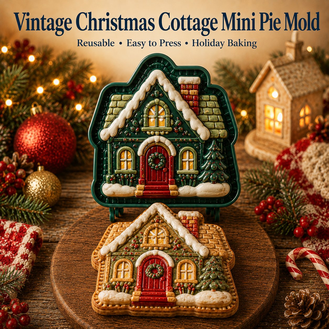 ⏳ Last Day 48% OFF – 🎄Christmas Mini Pie Mold Collection | Reusable Embossed Molds for Shaping Detailed Santa, Snowman, Reindeer, Tree & Holiday Pies 🥧✨