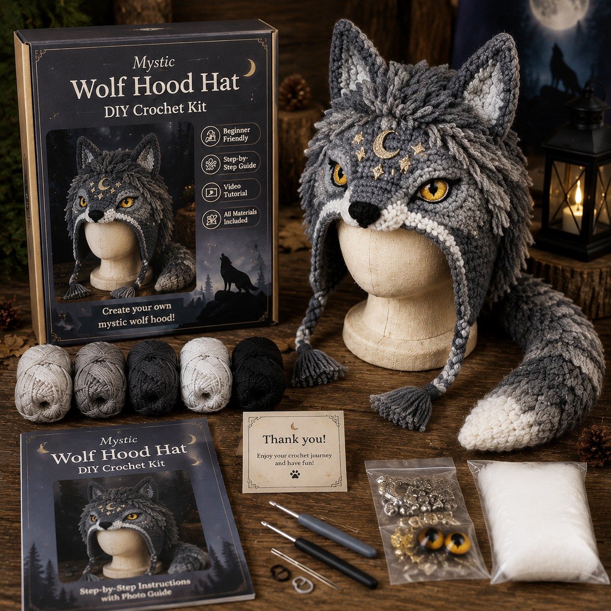 🔥LAST DAY 49% OFF - 🧵Fantasy Hood Hat DIY Crochet Kit – Create Your Own Magical Wearable Character Hat