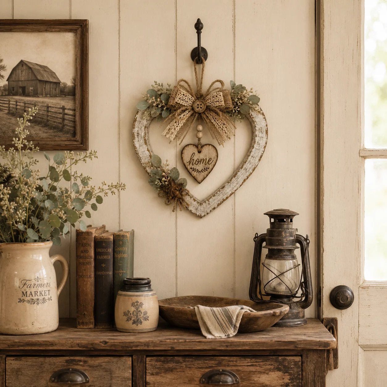 🤎Rustic Farmhouse Heart Wall Decor with“Home”Sign