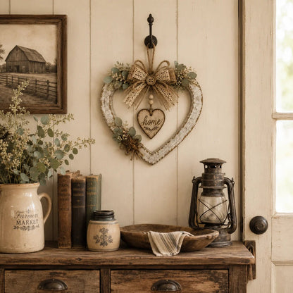 🤎Rustic Farmhouse Heart Wall Decor with“Home”Sign
