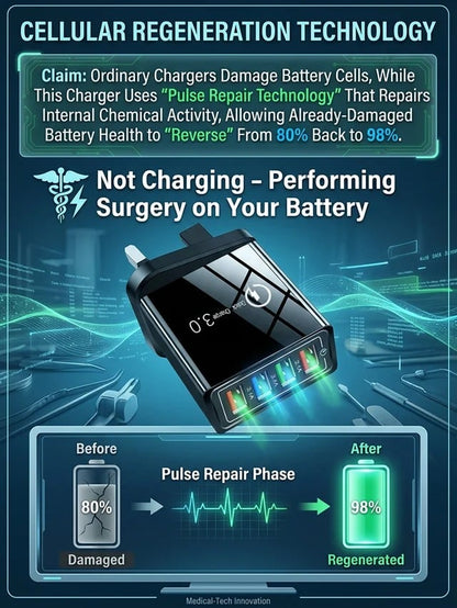 ⚡️Secret to Faster Phone Performance⚡️Four-Port Travel Charger for Extended Phone Battery Life