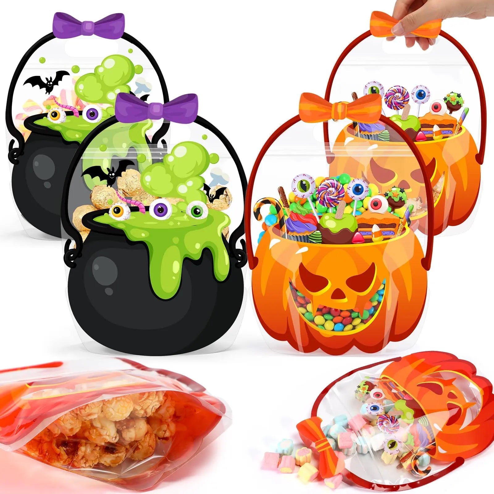Halloween Goodie Bags Plastic Candy Gift Bags with Handle