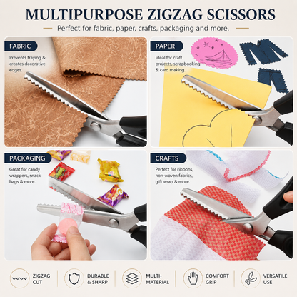 TYIIPLUS™ Stainless Steel Pinking Shears – 9.1" Zig Zag Fabric Scissors for Sewing, Quilting, Dressmaking & DIY Crafts