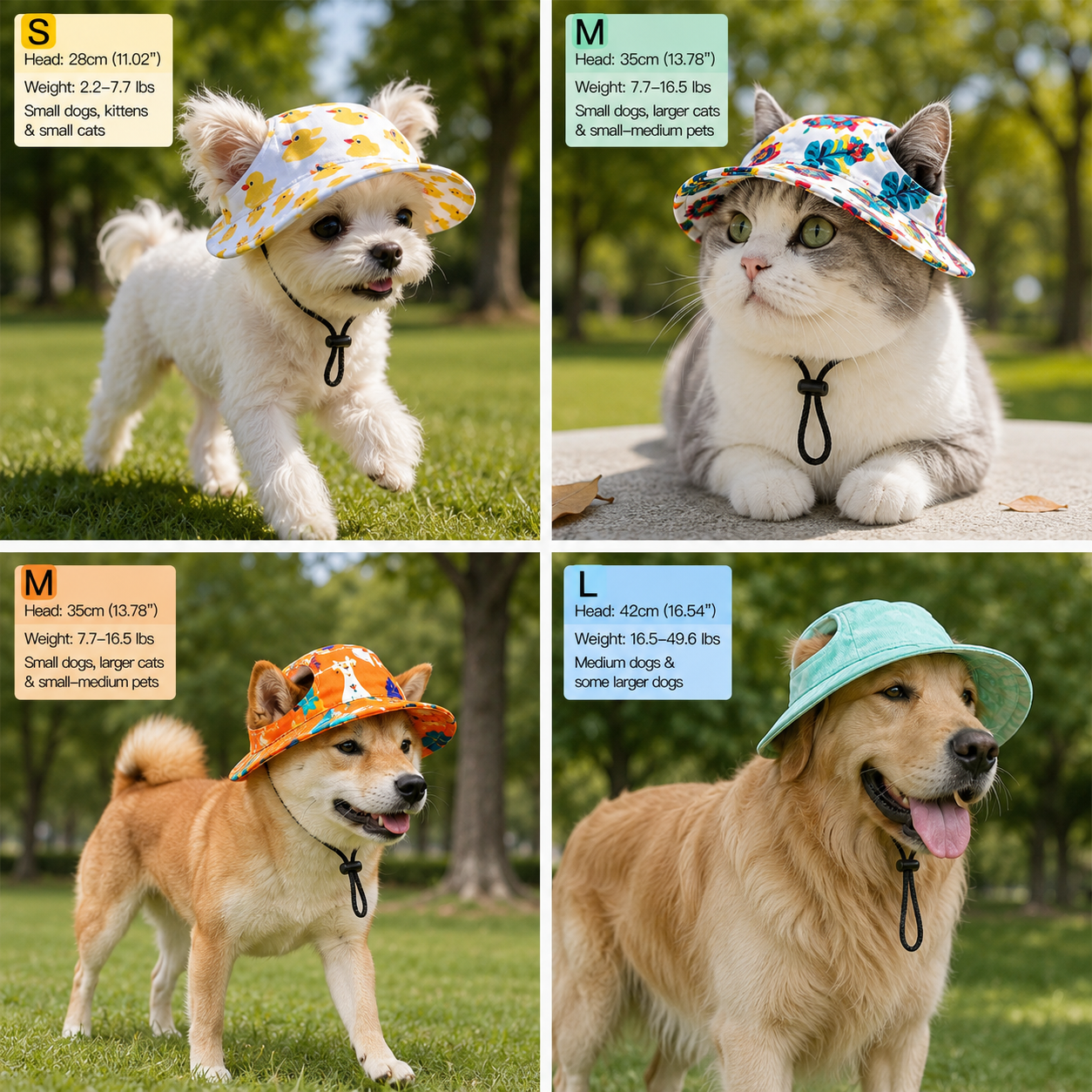 🐾 Cute Printed Pet Bucket Hat, Breathable Sun Cap Fits Dogs & Cats