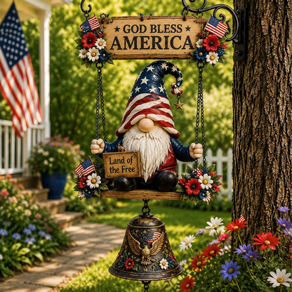 Rustic Garden Gnome Bell Outdoor Decor 🐞🌼