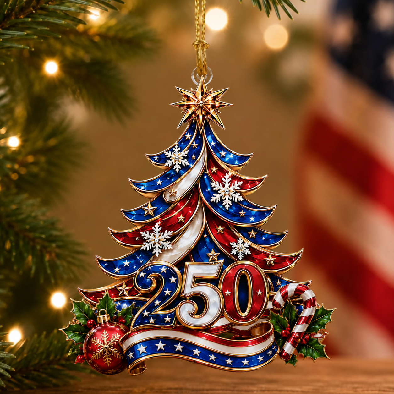 US 250th Anniversary Christmas Ornament