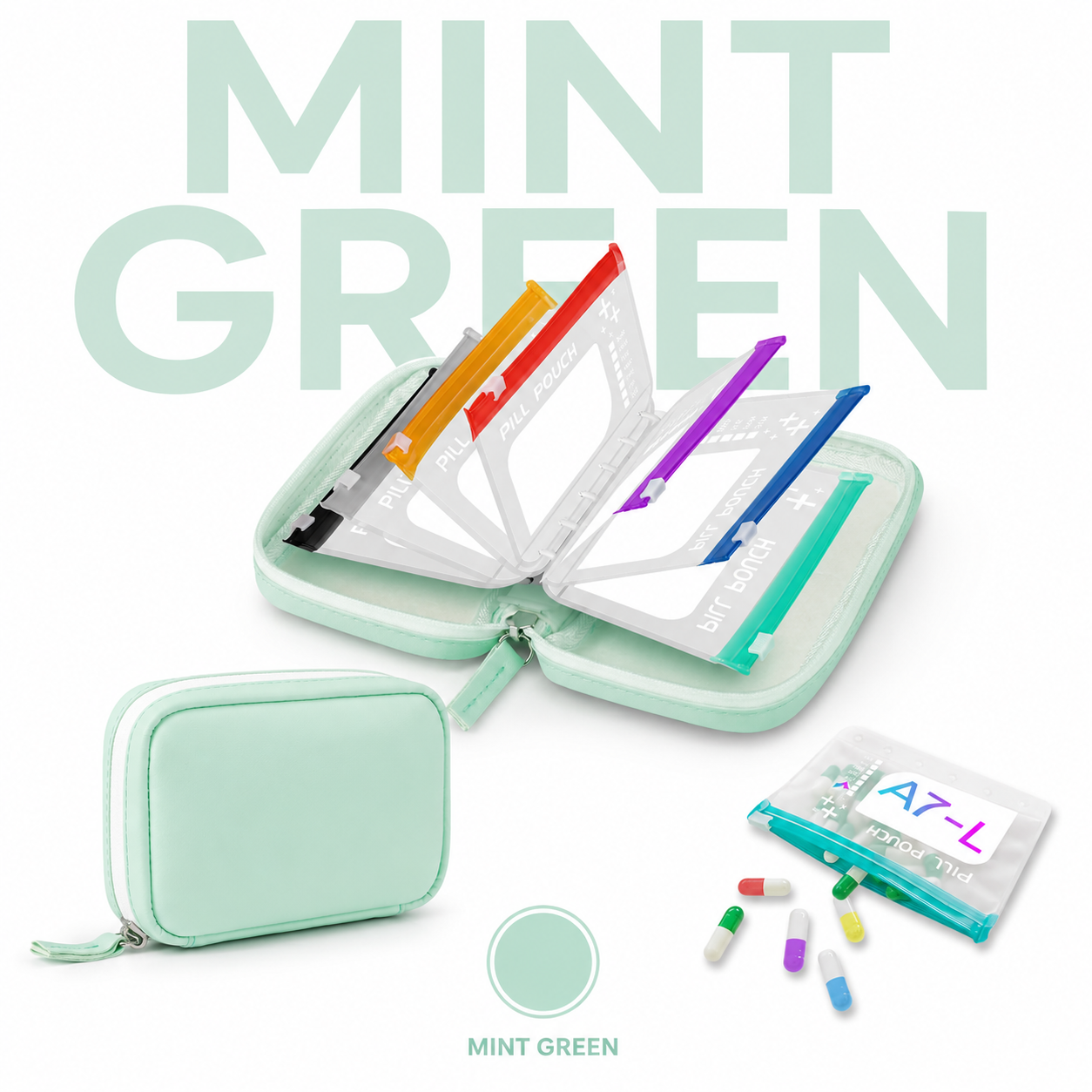 ❄️Summerfresh 50% OFF!💊14-Pouch Travel Medicine & Supplement Organiser – Removable Colour-Coded Zip Pouches with Binder Case