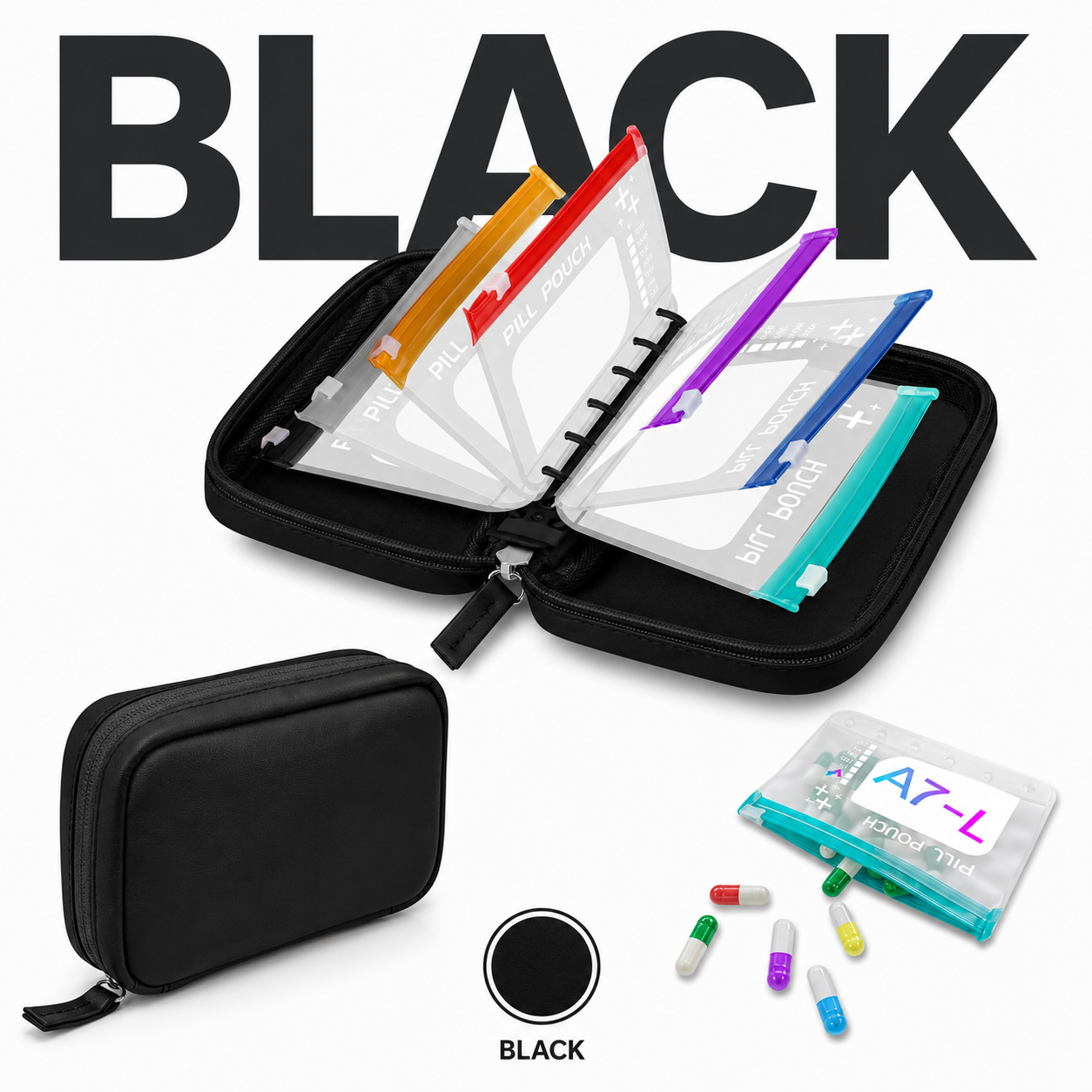 ❄️Summerfresh 50% OFF!💊14-Pouch Travel Medicine & Supplement Organiser – Removable Colour-Coded Zip Pouches with Binder Case