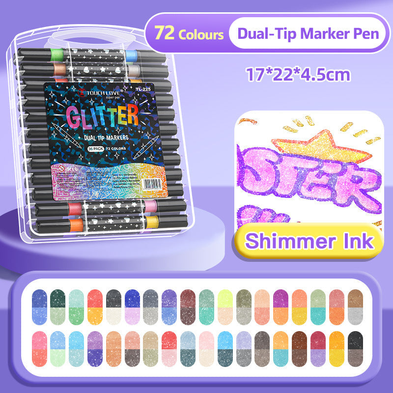 ⏳Last Day-50% Off✨🌈Dual-Tip Glitter Marker Pen